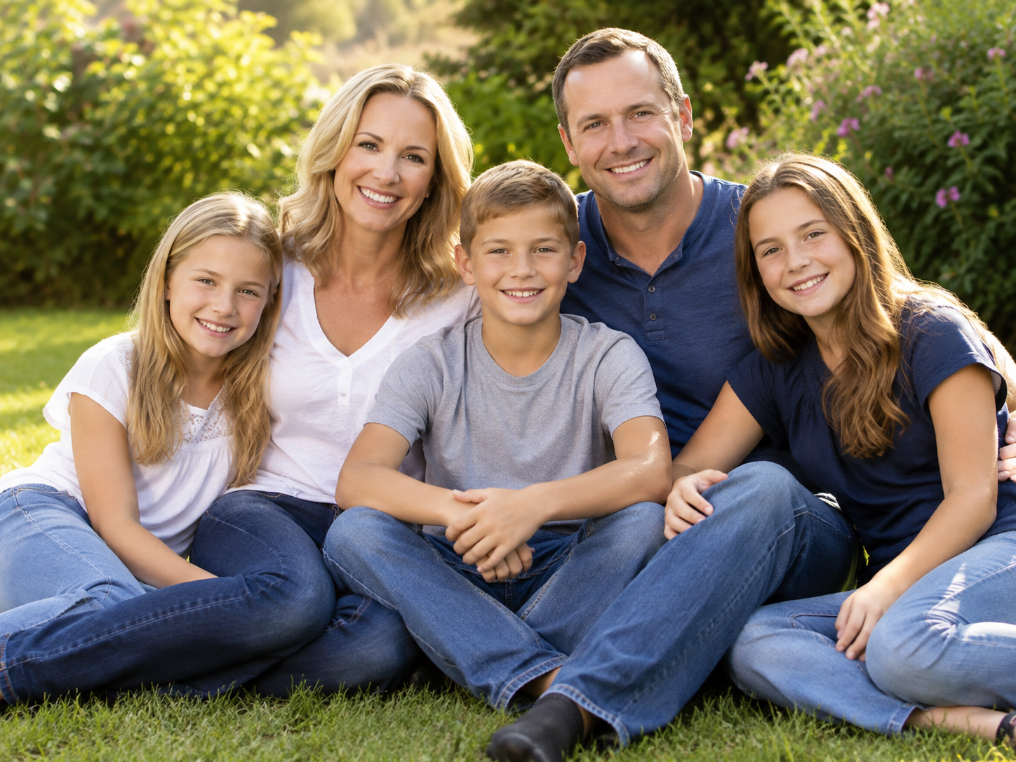 Affluent white family outdoors